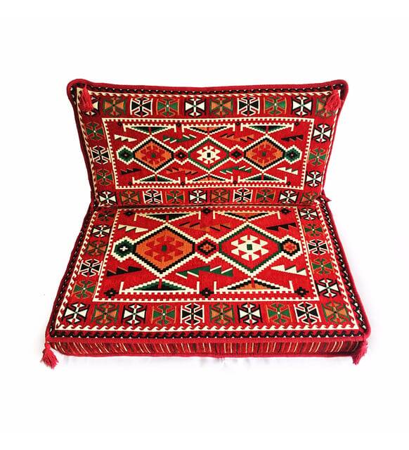 Red Bohemian Majlis Sofa, Floor Seating Sofa