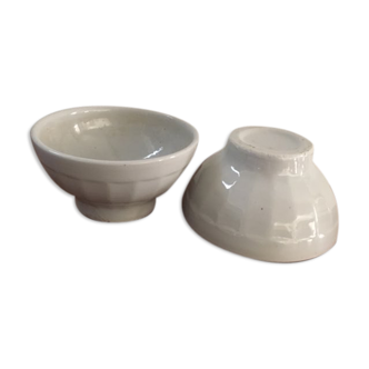 Old enamelled sandstone farm bowls