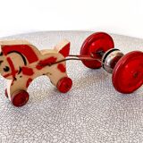 Horse harness and bell, antique wooden toy