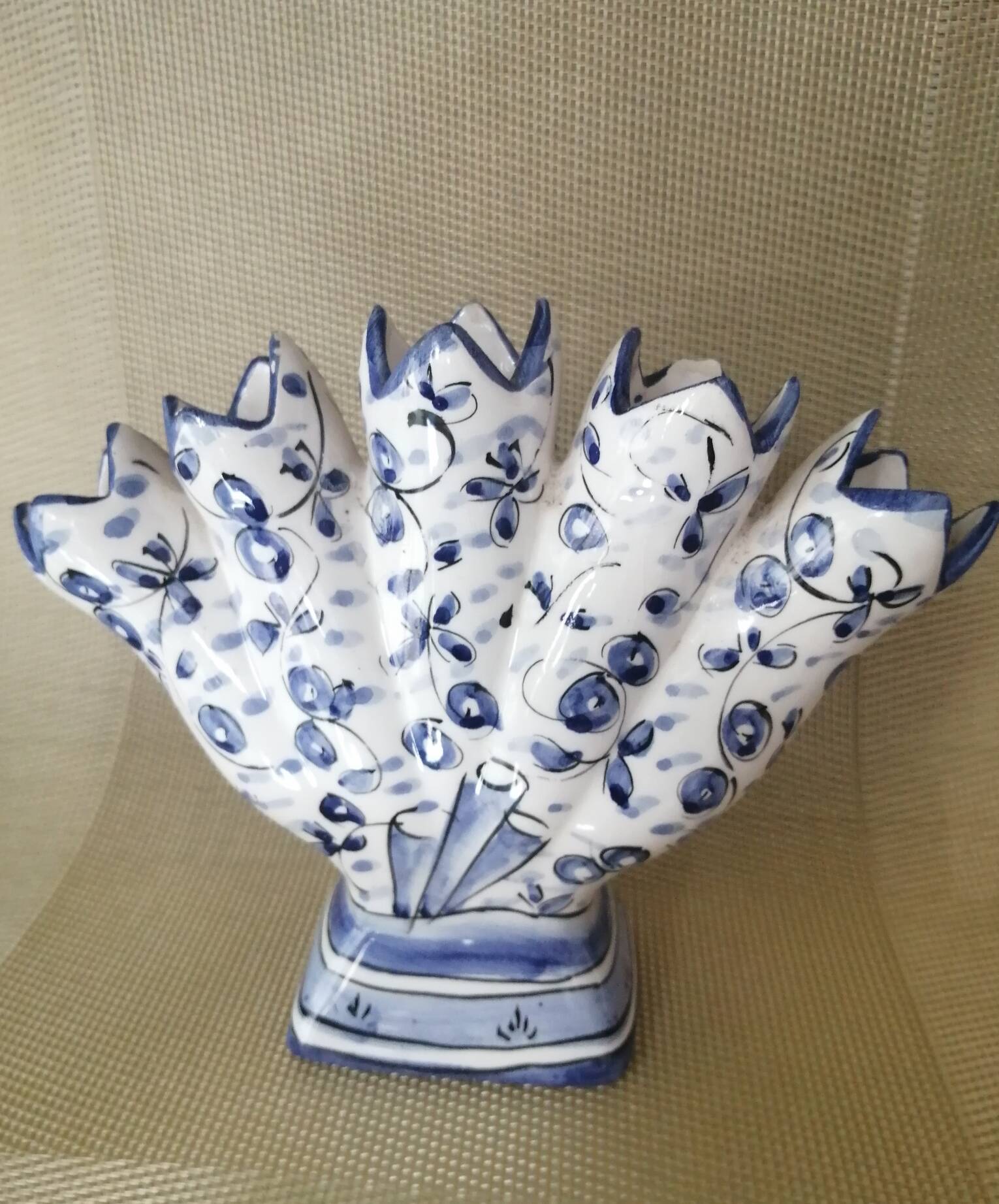 Small flower vase with 5 branches in earthenware from Portugal