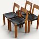 Set of 4 S24 chairs by Pierre Chapo – Solid elm and black leather – 1970