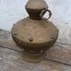 Pot in hammered copper and natural stones mounted in lamp india asia