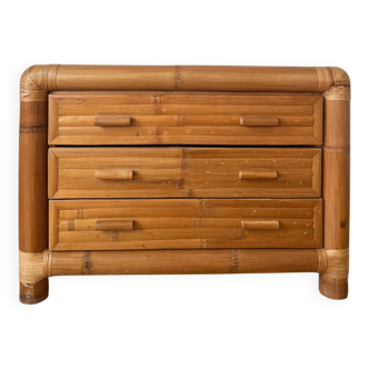 Italian bamboo and rattan chest of drawers