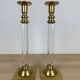 Paire de bougeoirs plexiglas et laiton Estrid Ericson, vintage