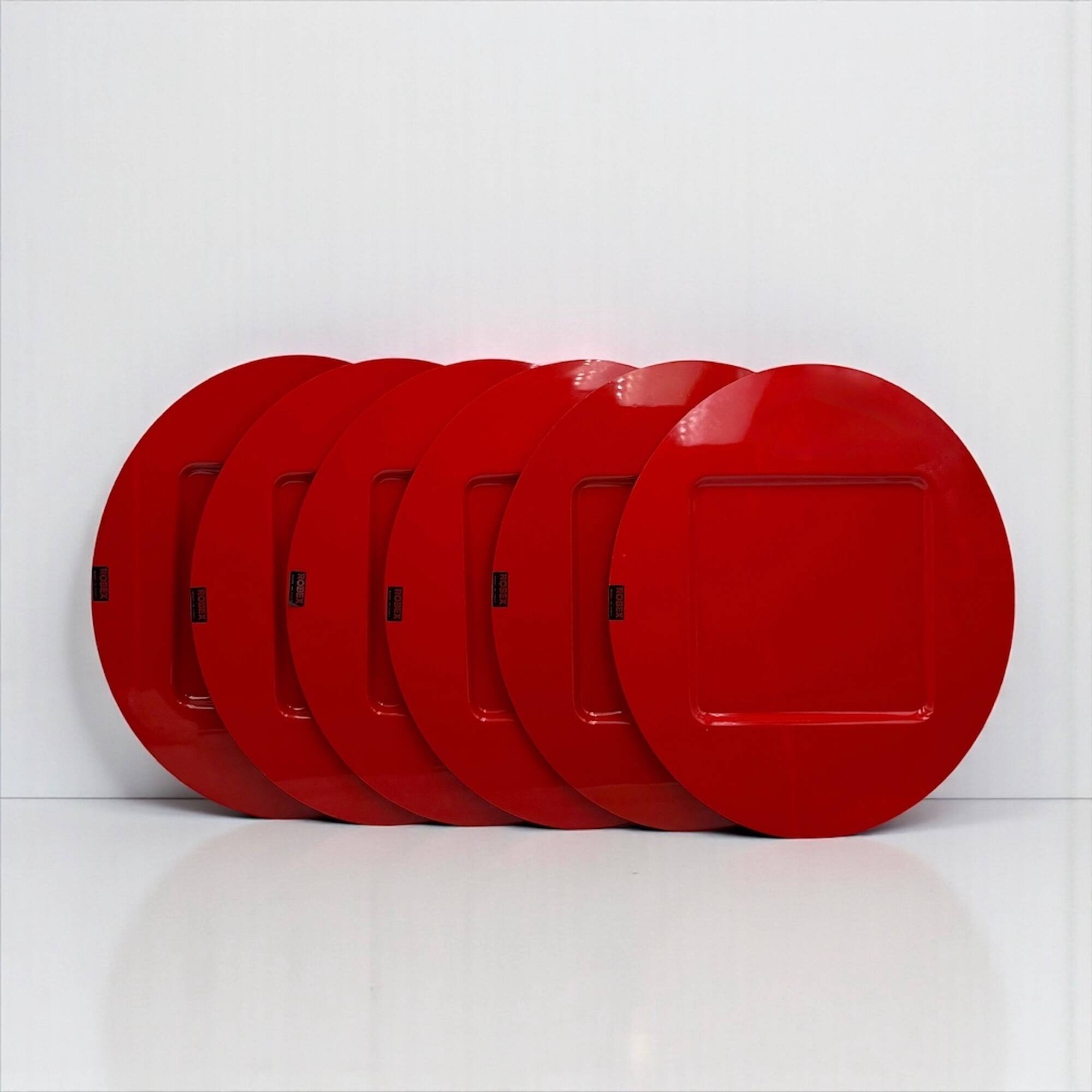 Set de 6 grands sets de table rouges en plastique Robex Italie années 70