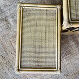 Set of two rattan and wicker nesting tables