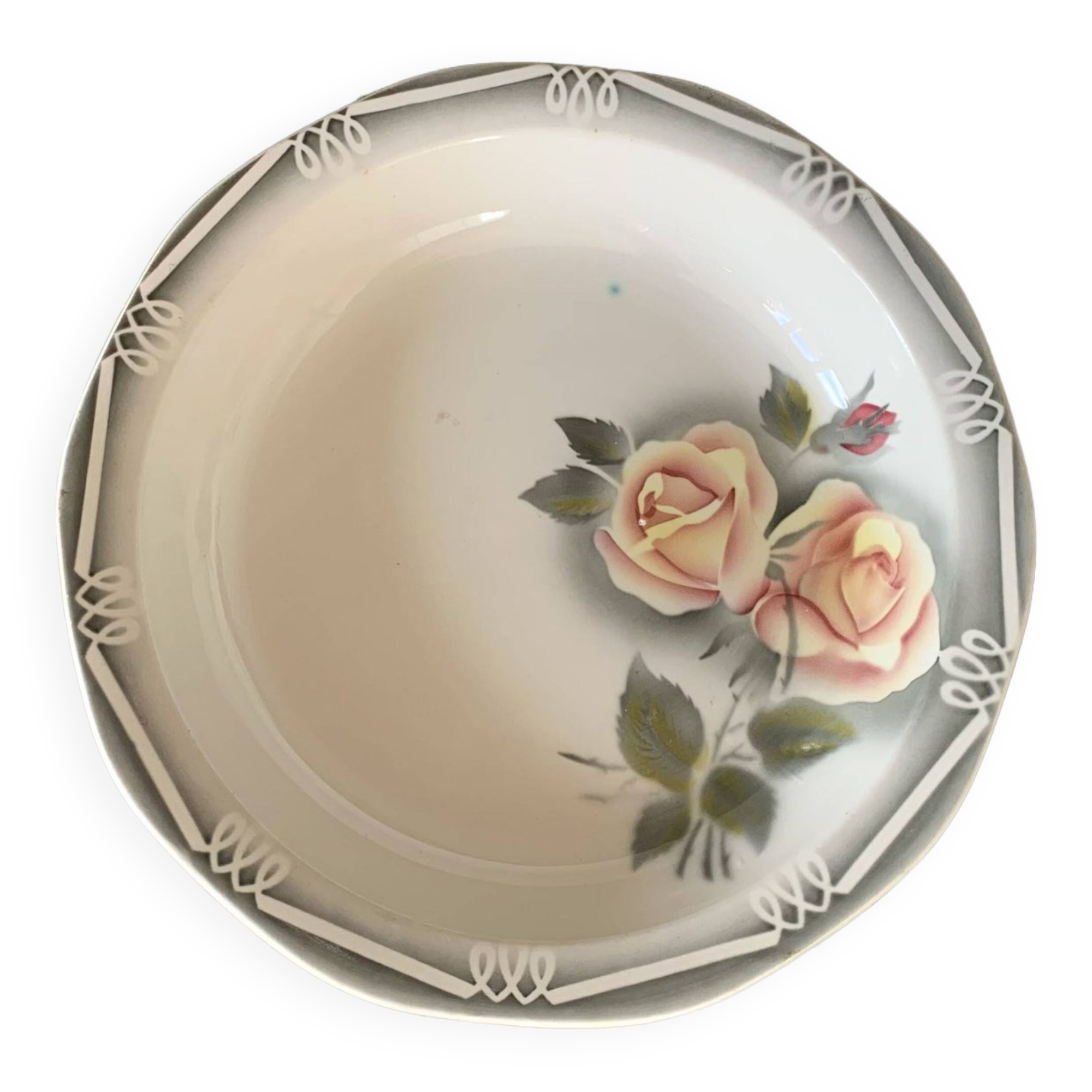 Plat/Saladier Ancien En Faïence Digoin Sarreguemines ANDRE - Motif Fleur, Occasion Bon état