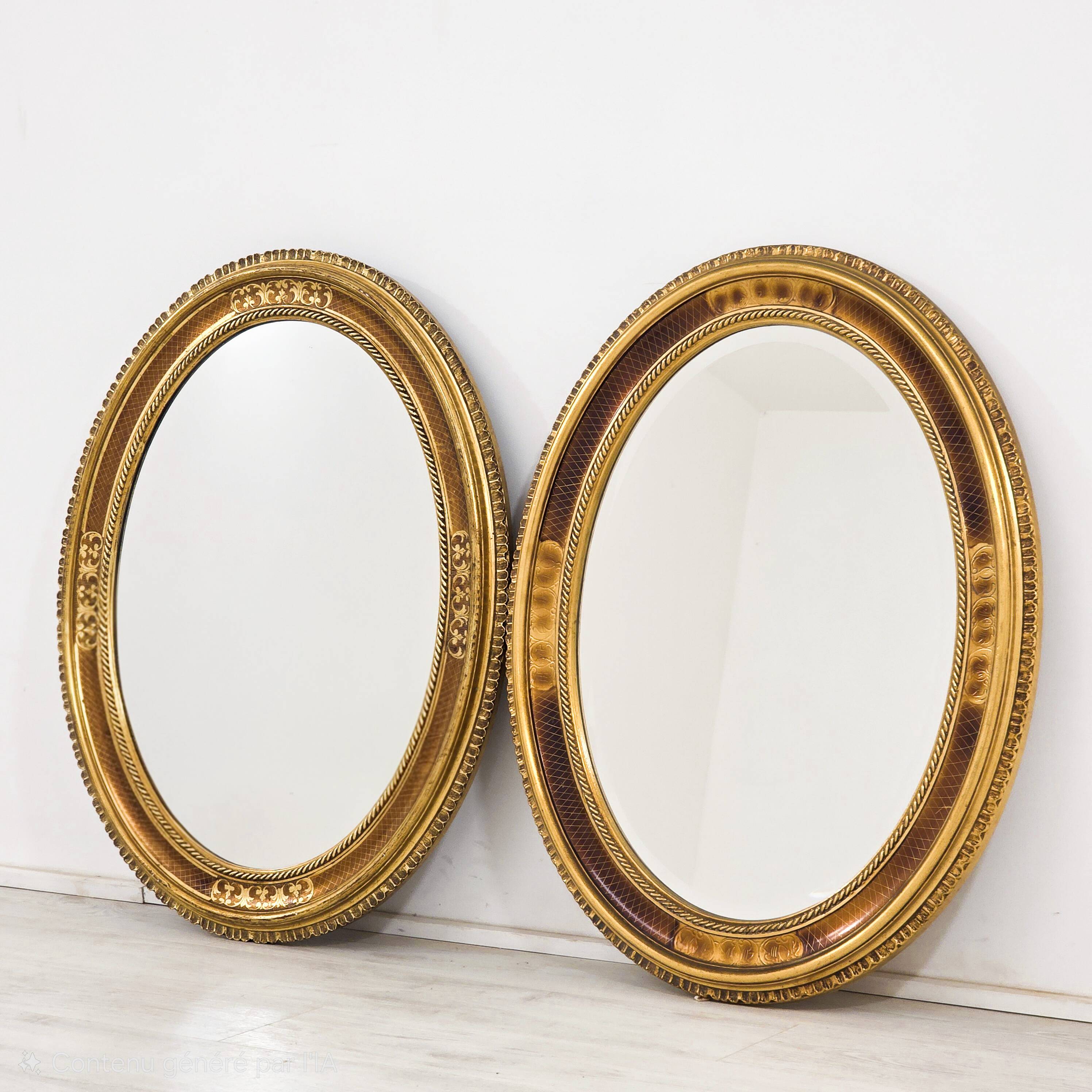 Paire de miroirs médaillon de style Louis XV