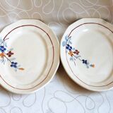 2 vintage Sarreguemines dishes, table service dishes with floral hand decoration