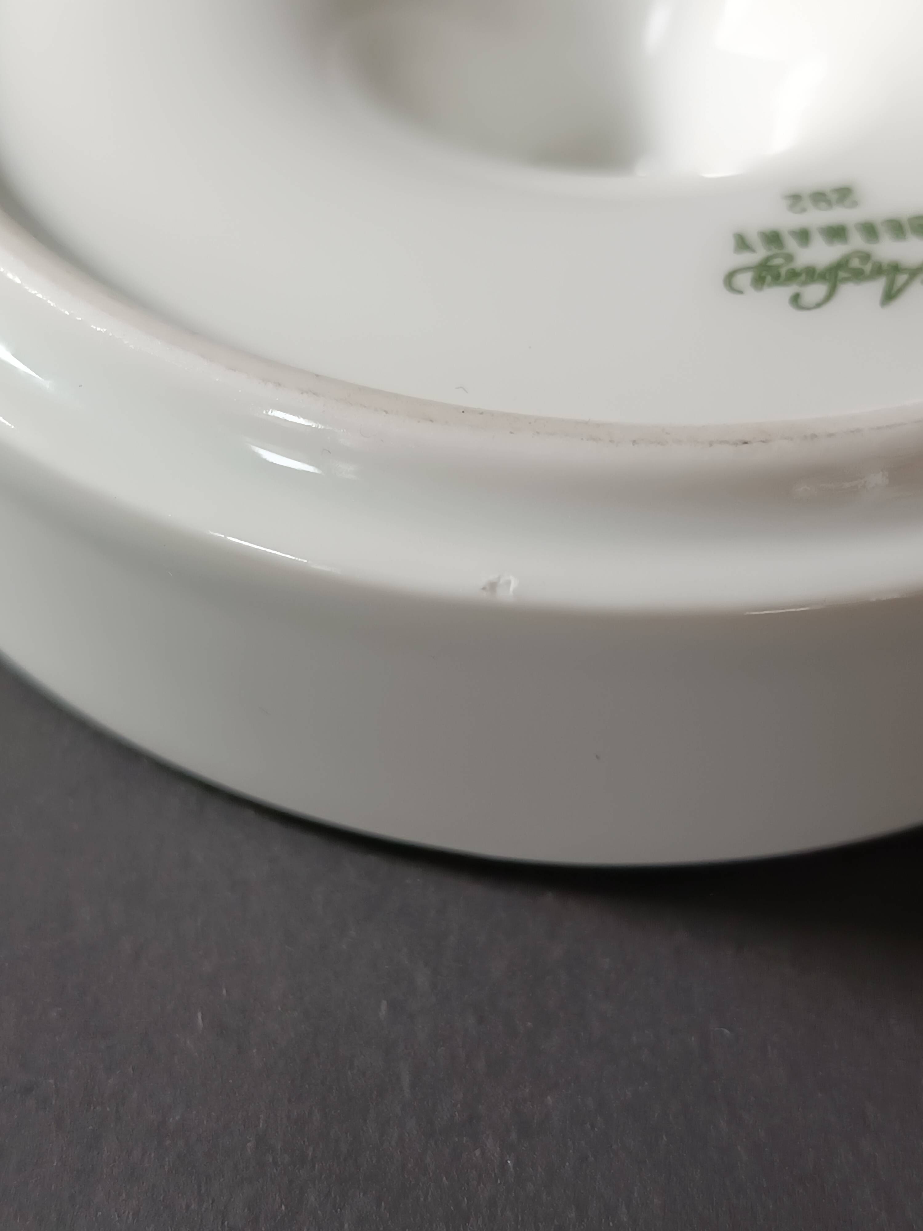 Two white porcelain ashtrays by Arzberg by Jean Luce 1960.