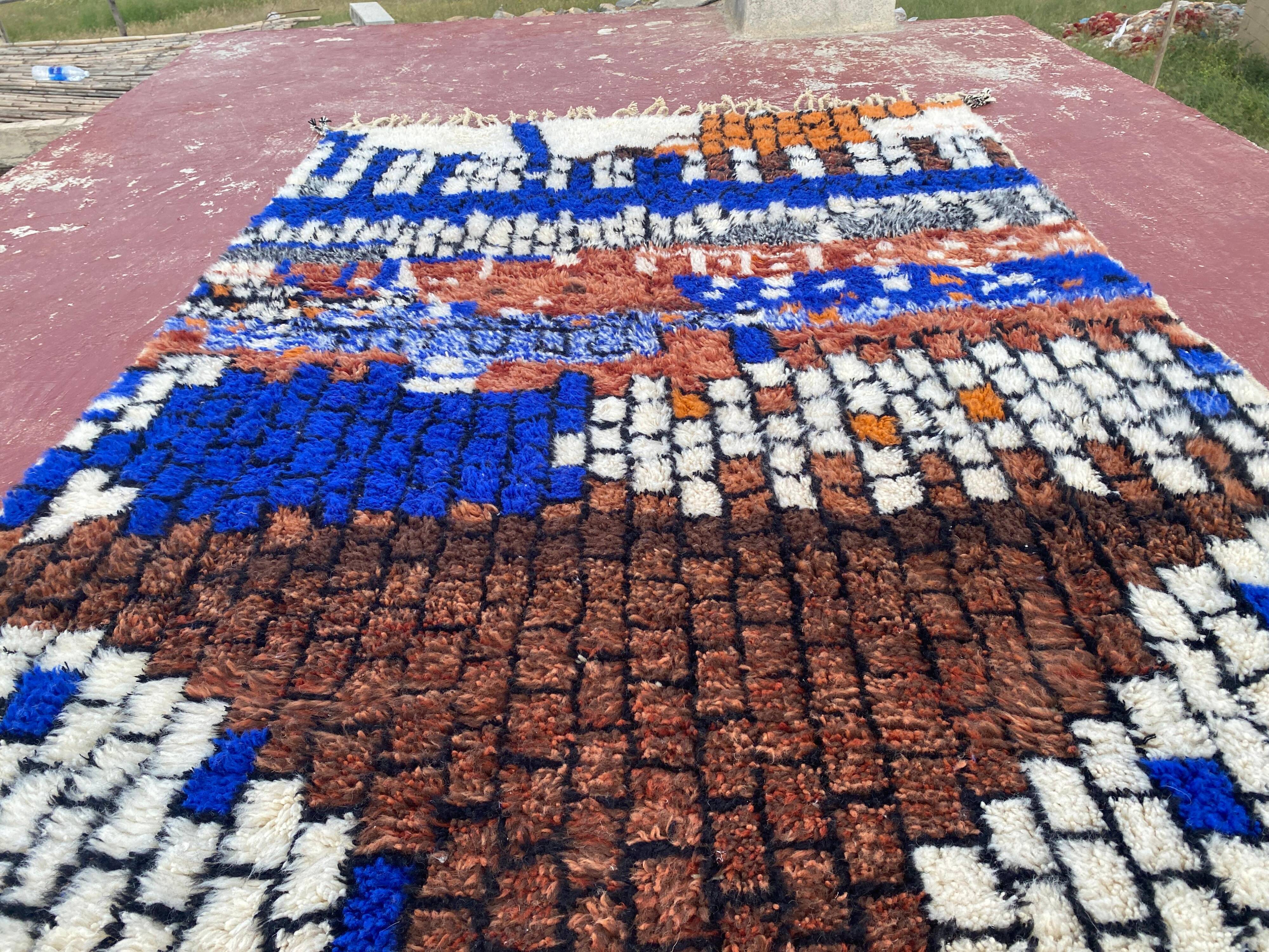 Contemporary multicoloured Berber rug in wool – 300 x 200 cm