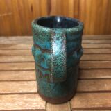 Old Vintage Brown & Green Ceramic Pitcher