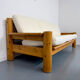 Canapé en pin massif et bouclette design scandinave des années 70