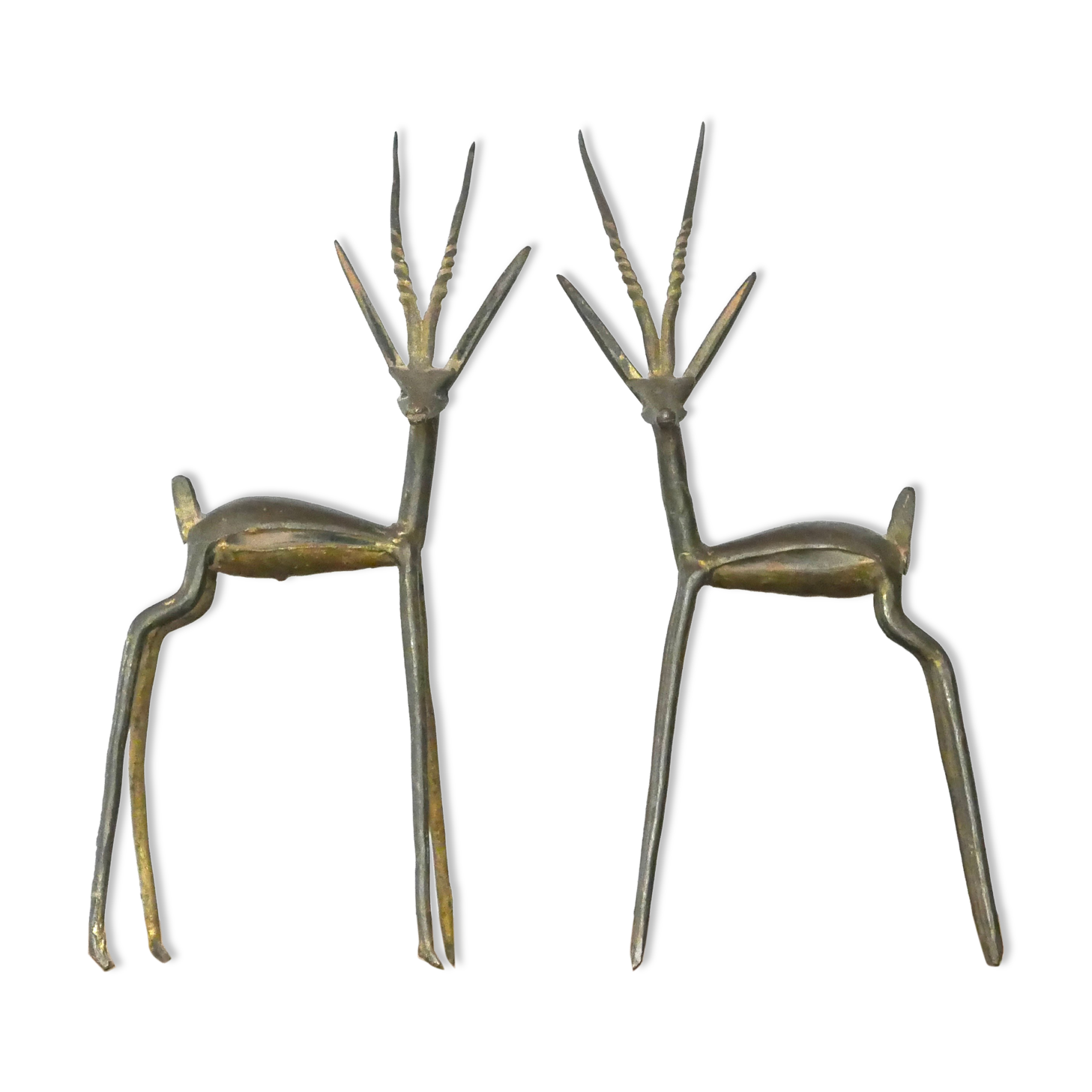 Pair of brass gazelles, 50s