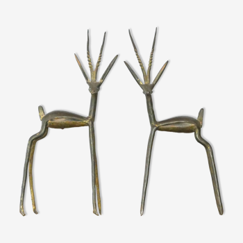 Paire de gazelles en laiton, années 50