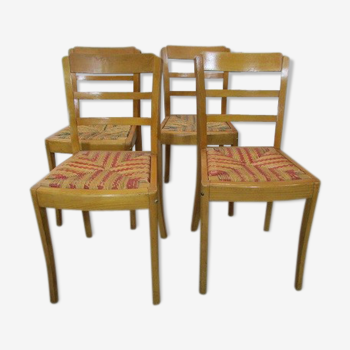 Lot de 4 chaises des années 50, Monobloc