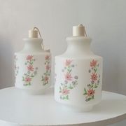 Pair of suspension vintage luminaire in opaline 60s