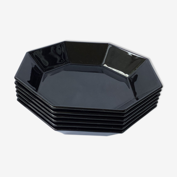 Arcoroc black art deco plates