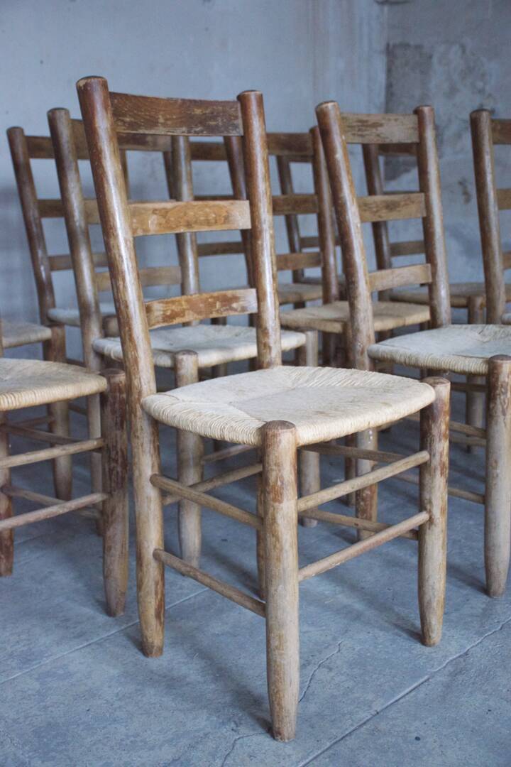 Lot of 12 Georges Robert mountain chairs - France 1960