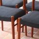 4 vintage Scandinavian chairs in teak and blue fabric - Model 26 by Henning Kjærnulf