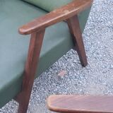 Pair of vintage Scandinavian style armchairs with moleskine compass legs from the 1950s