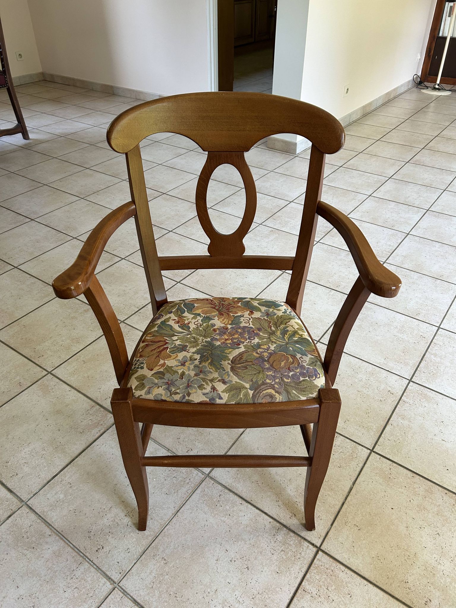 Pair of bridge armchairs in solid cherry wood