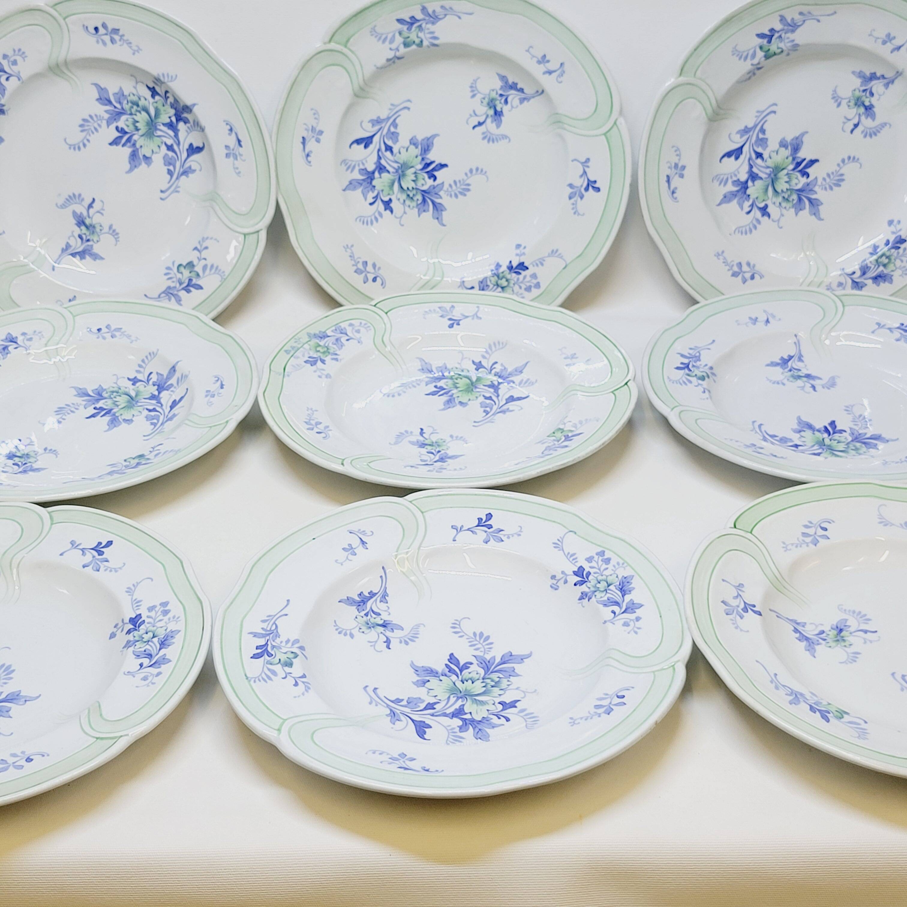 9 Antique KG Lunéville Plates, Regence Model
