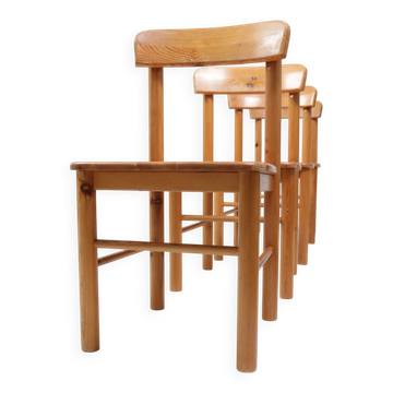 Ensemble de 4 chaises en pin danois dans le style de Rainer Daumiller – vers 1975
