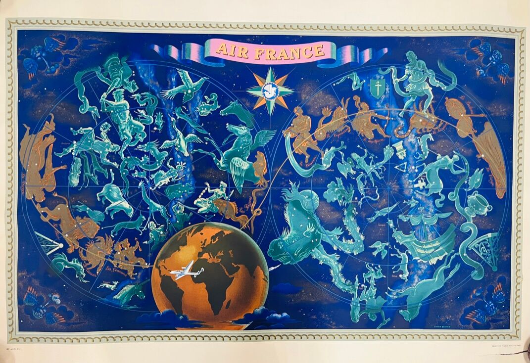 Vintage poster Air France Planisphere by Lucien Boucher
