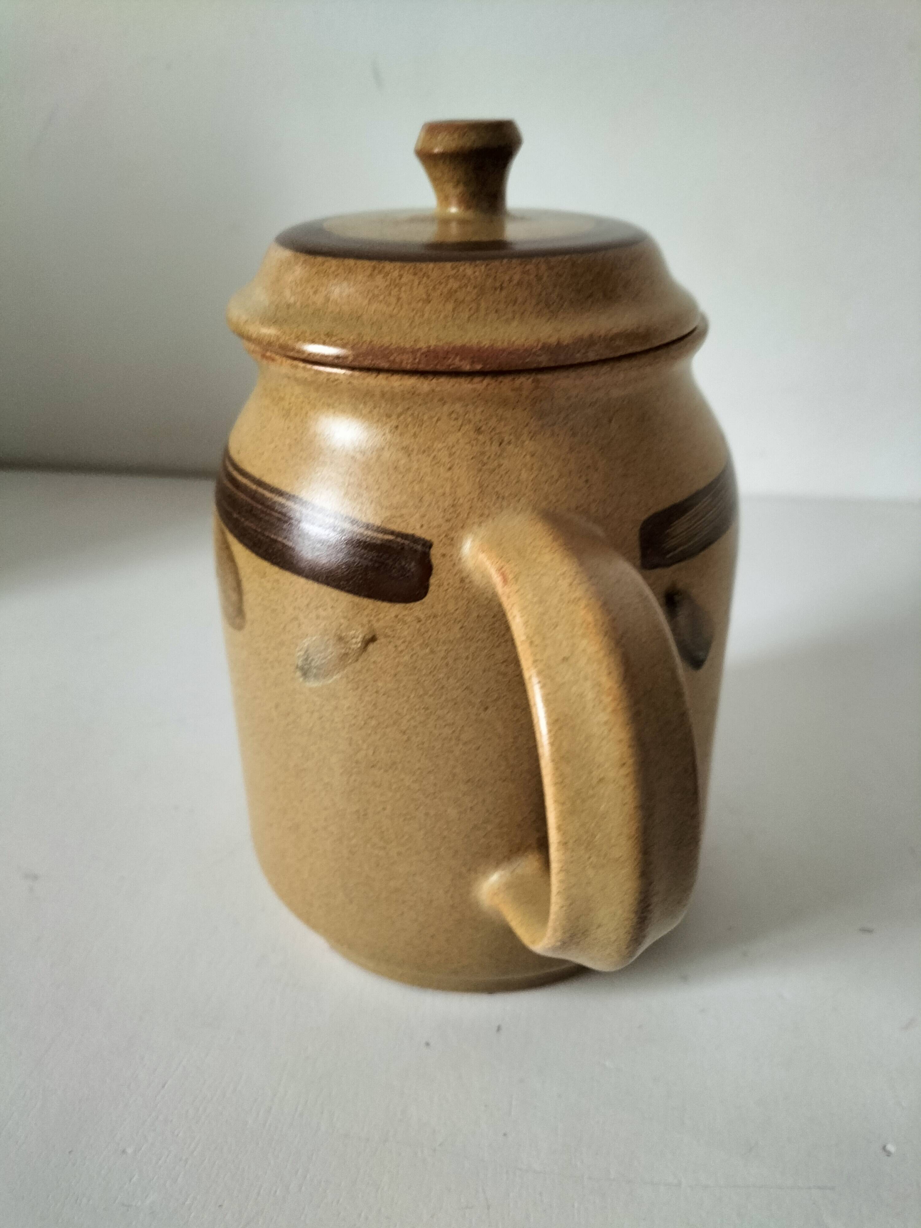 Stoneware coffee/tea pot from Sarreguemines, Lorraine, 70s.