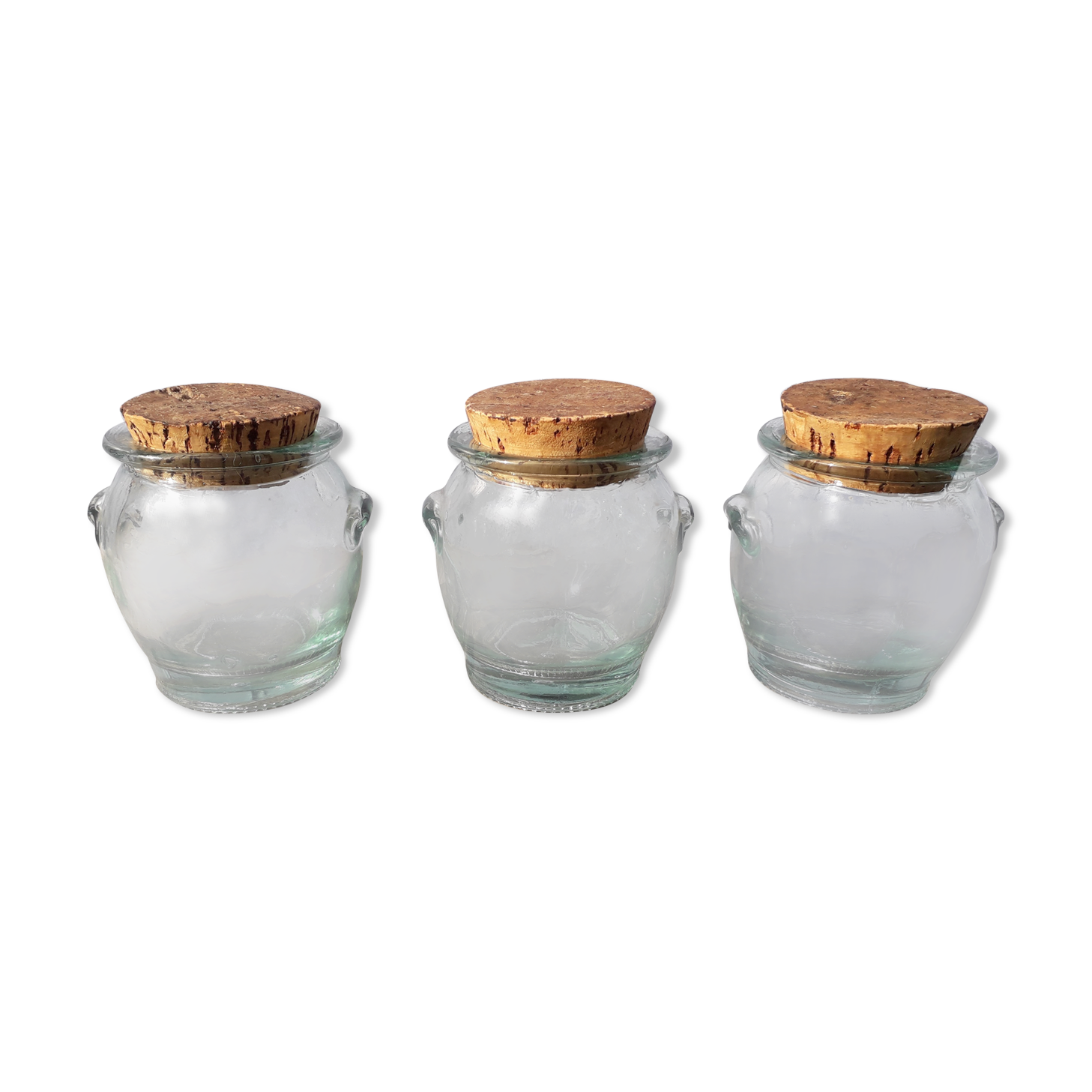 3 Thick glass jars