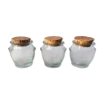 3 Thick glass jars