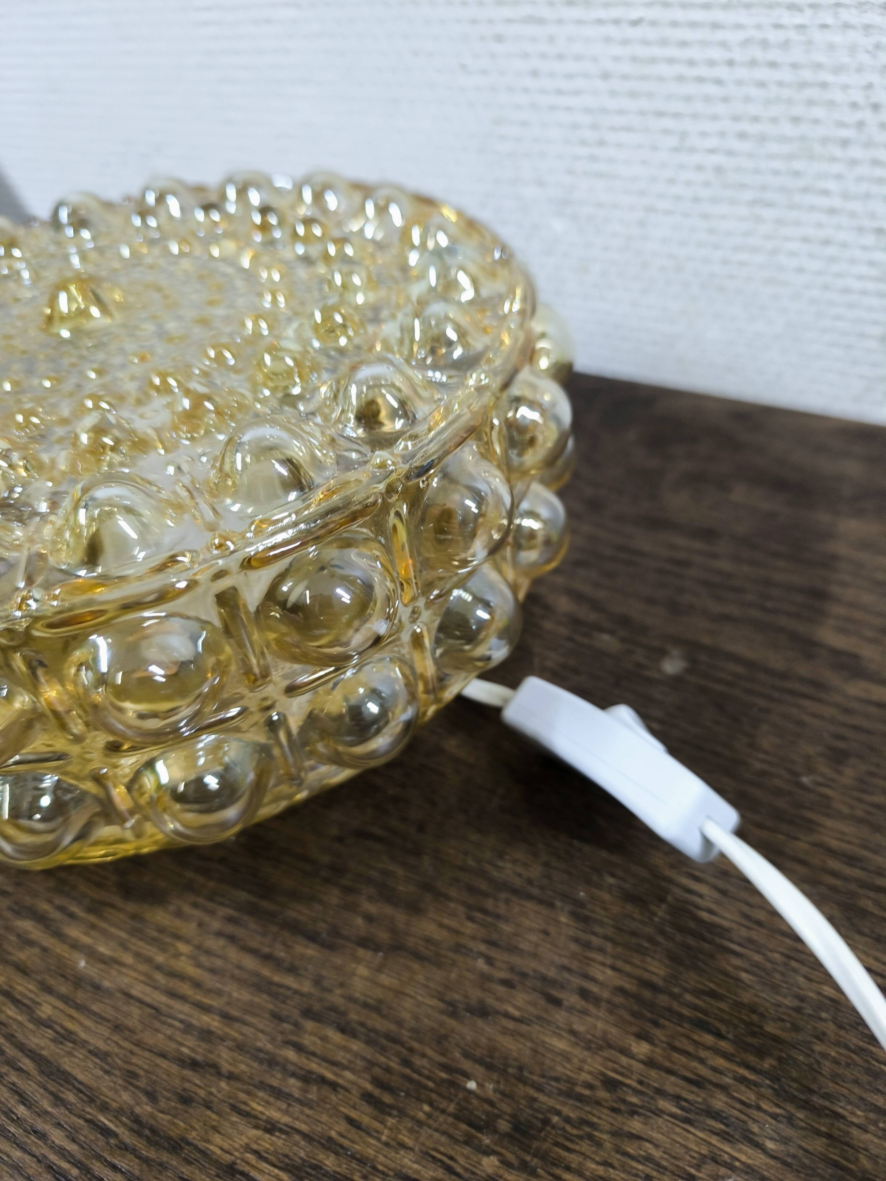 Amber bubble glass round ceiling light Philips 1960