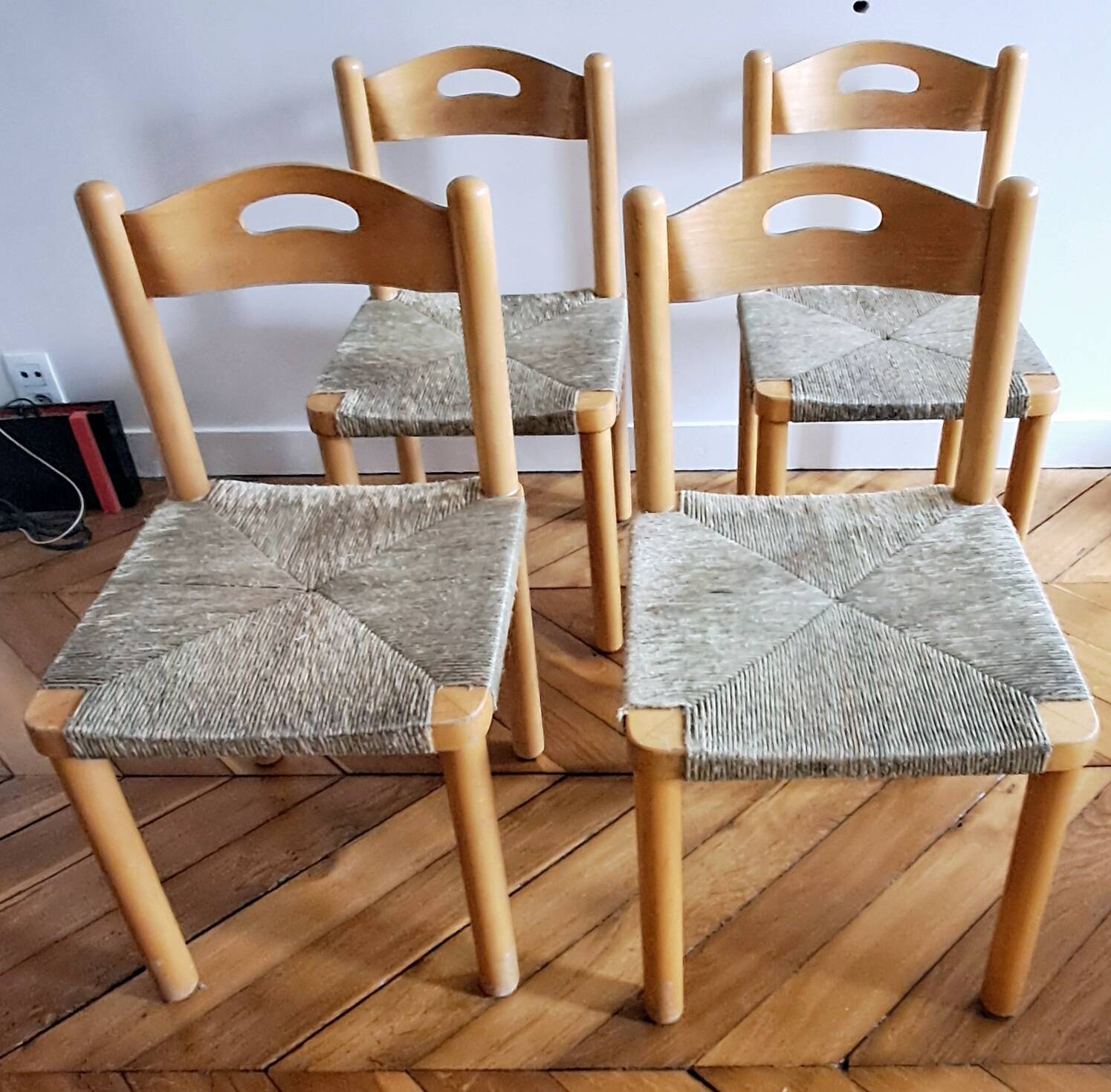 Four wicker chairs. 1960s