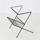 Filigree mid-century modern side table with magazine rack / steel / glass / 1960s