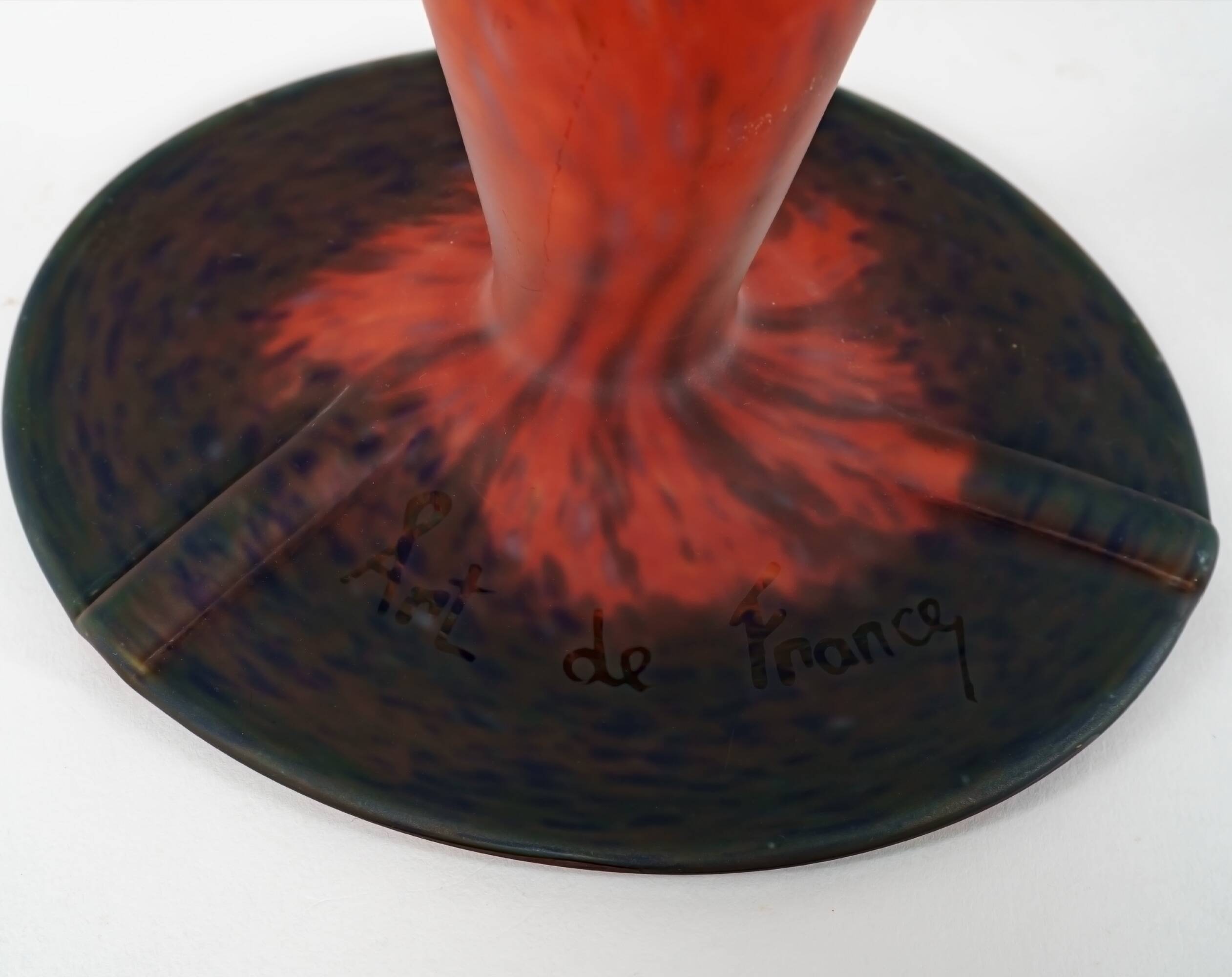 Vintage 1970s Art De France Pate-De-Verre Glass Table Lamp