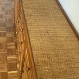 Wood and woven wicker sideboard