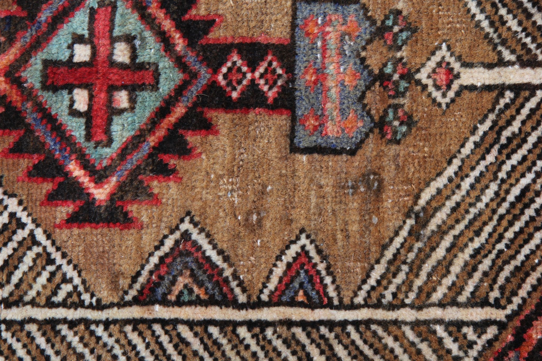 Traditional tribal wool runner rug long handmade oriental wool carpet 100x450cm