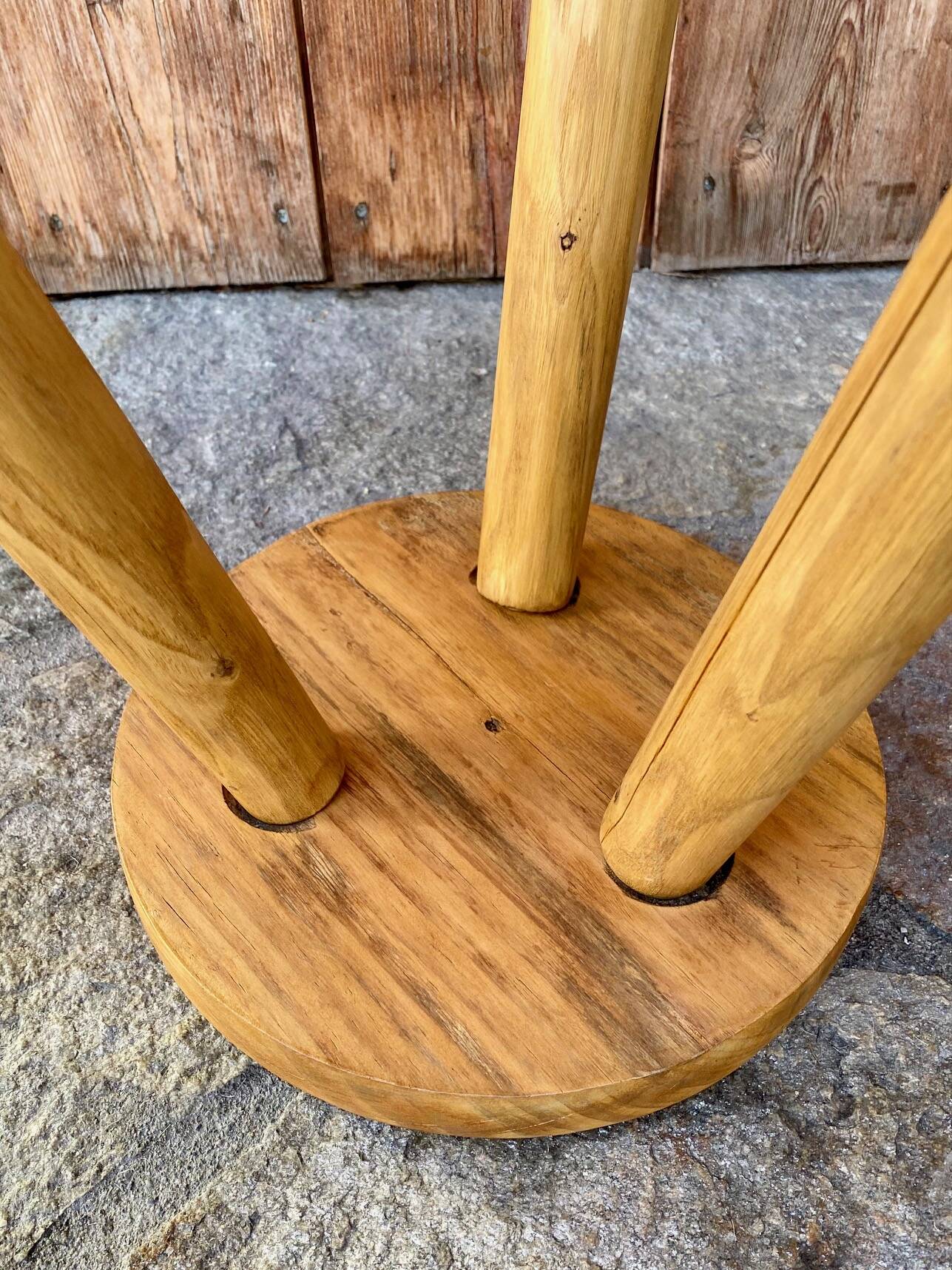 Pair of wooden tripod stools