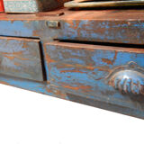 Wardrobe buffet blue cupboard glass wood old teak