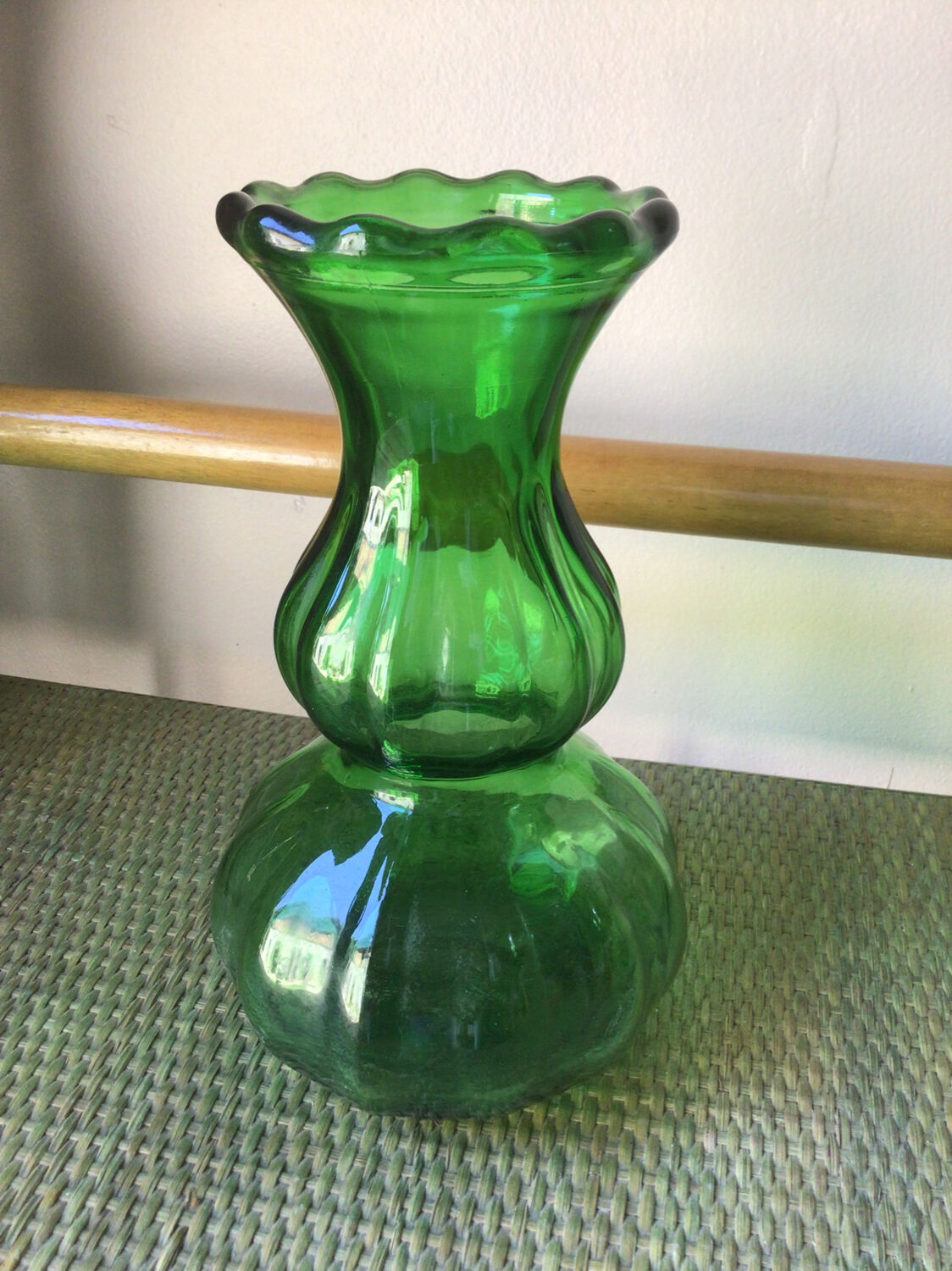 Green glass vase