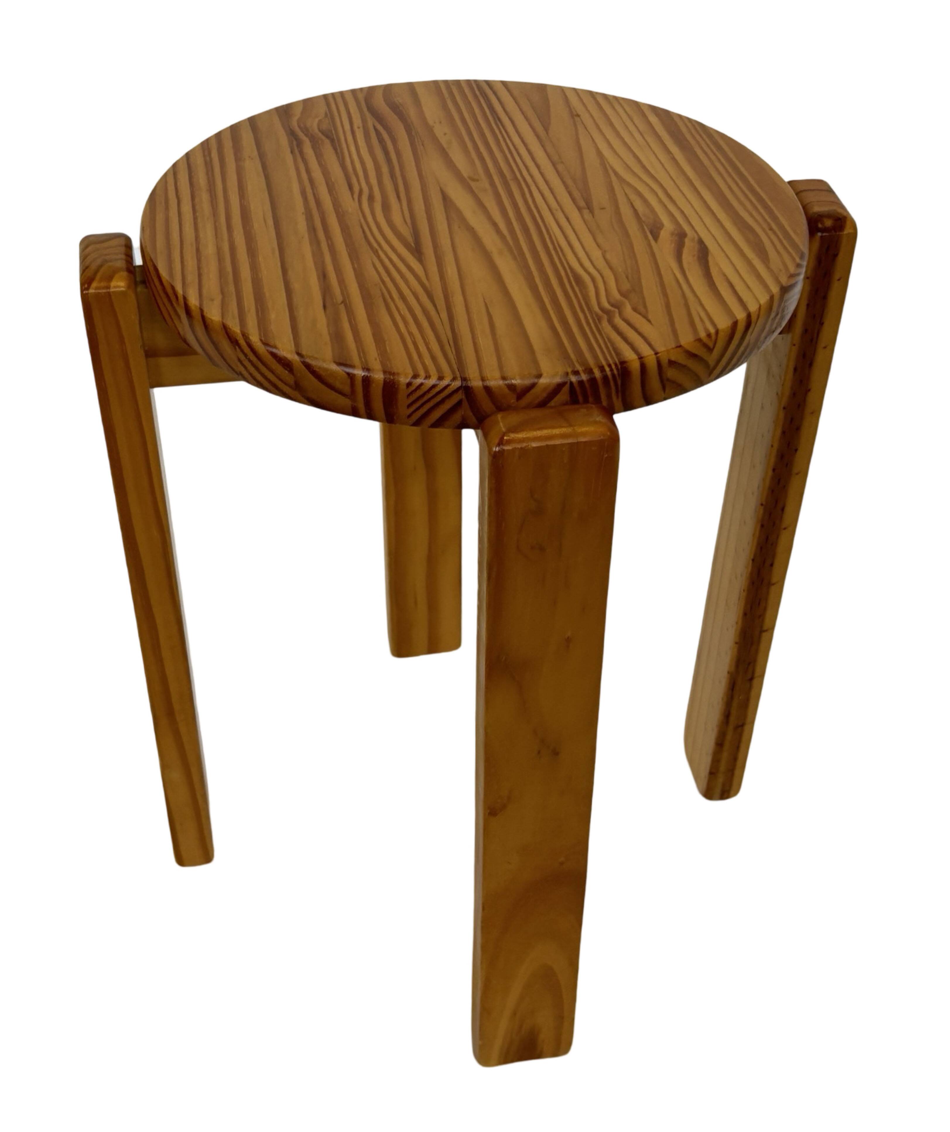 Mid century pinewood stool, 1960s minimalistic design