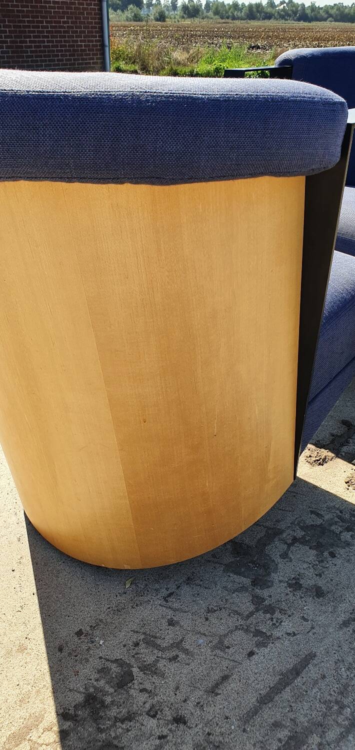 Set 2 - post modern cube lounge chair plywood - metal 1980s 1990s