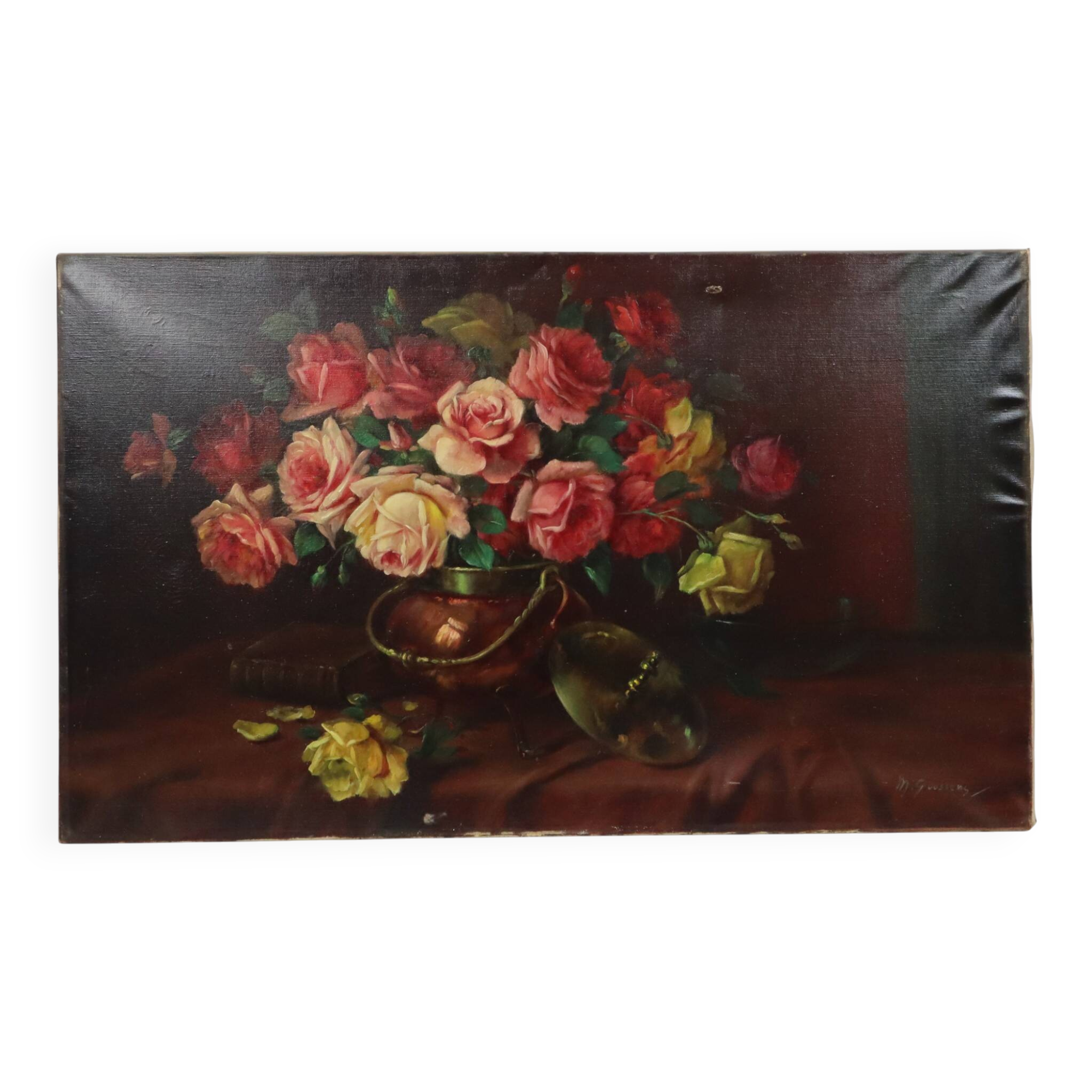 Large Flower Painting Still Life Roses Oil on Canvas 100x60cm