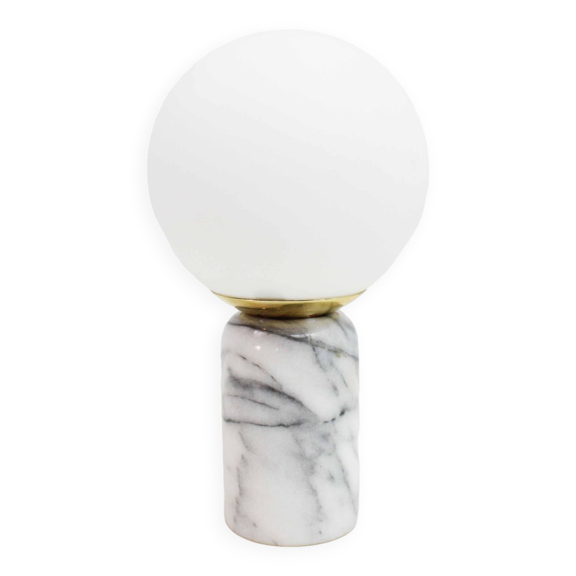 Table lamp in white marble and glass