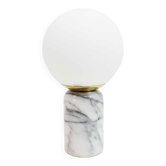 Lampe à poser en marbre blanc et verre