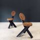 Mediterranean Tripod Side Chairs by Audoux Minet, France, 1950s, Set of 2
