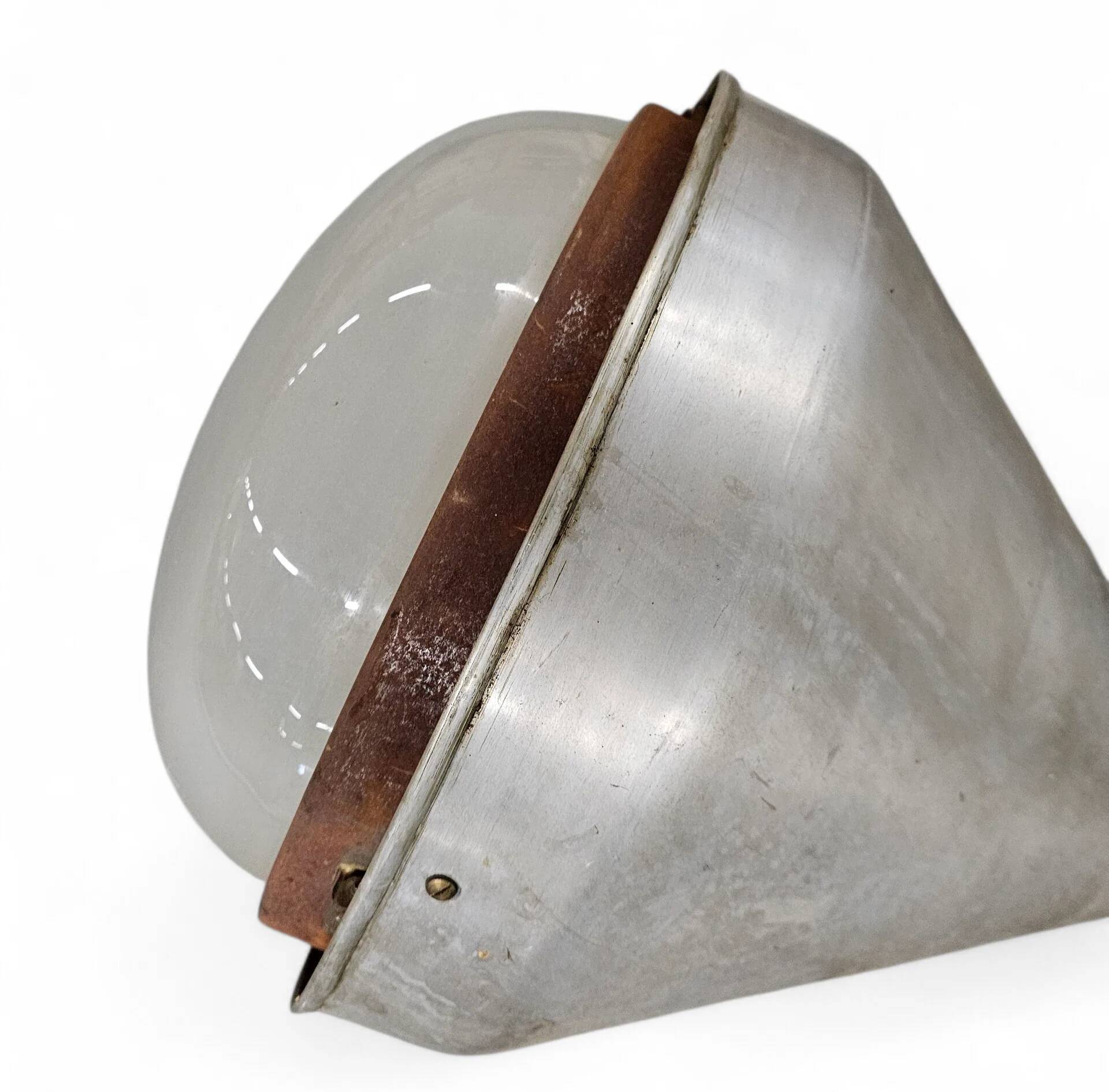 Large aluminium industrial hanging lamp 1970s height 55 cm