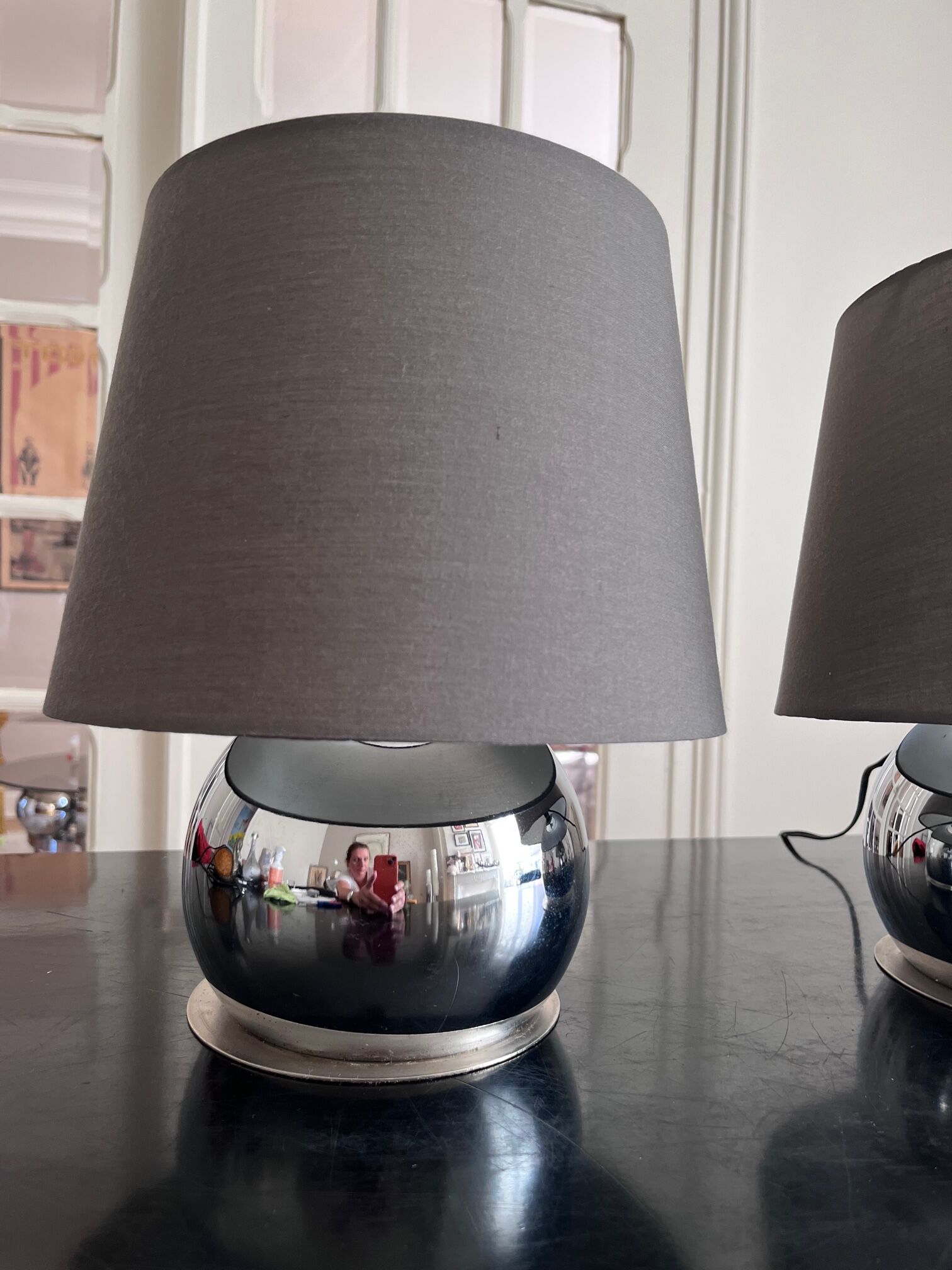 Pair of chrome lamps 1970