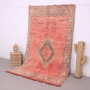 Peach Vintage Moroccan Rug 166 x 277 cm - Berber Wool Rug - Handmade Rug